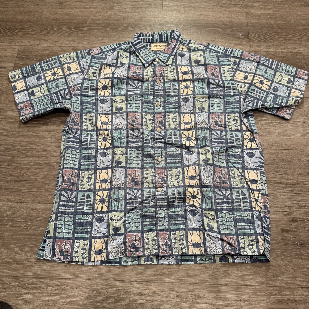 Cooke Street Shirt Mens‎ Large Button Up Vintage Cotton Multicolor Floral Camp